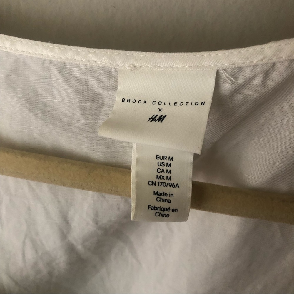 H&M x Brock Collection Lyocell-blend Blouse Front Ties Cottagecore White Medium - Picture 8 of 12